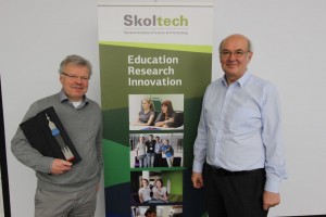 Gerzer pictured with German astronaut Dr. Reinhold Ewald, who gave a lecture to Skoltech students earlier this year. 