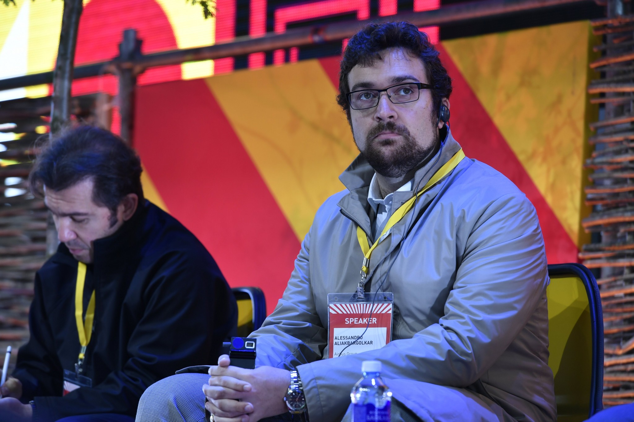 Alessandro Golkar, a Space Center professor who is currently taking a two-year sabbatical to serve as Vice President of the Concurrent Engineering, Technology Planning and Roadmapping unit of multinational aerospace and defense giant Airbus, pictured during a Startup Village panel on market competition.