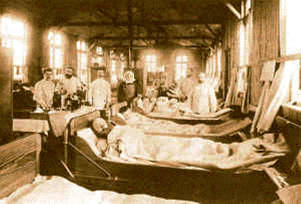 A German hospital ward treating casualties of an 1892 cholera outbreak. In modern times, antibiotics are commonly used to treat the severity and duration of cholera. Photo: Public domain.