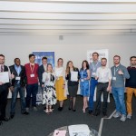 All of the talented competitors following the competition. The three winners are pictured holding their award certificates, including Natalia Glazkova and Dmitry Smirnov (left) and Ksenia Scherbakova (center). Photo: Skoltech.