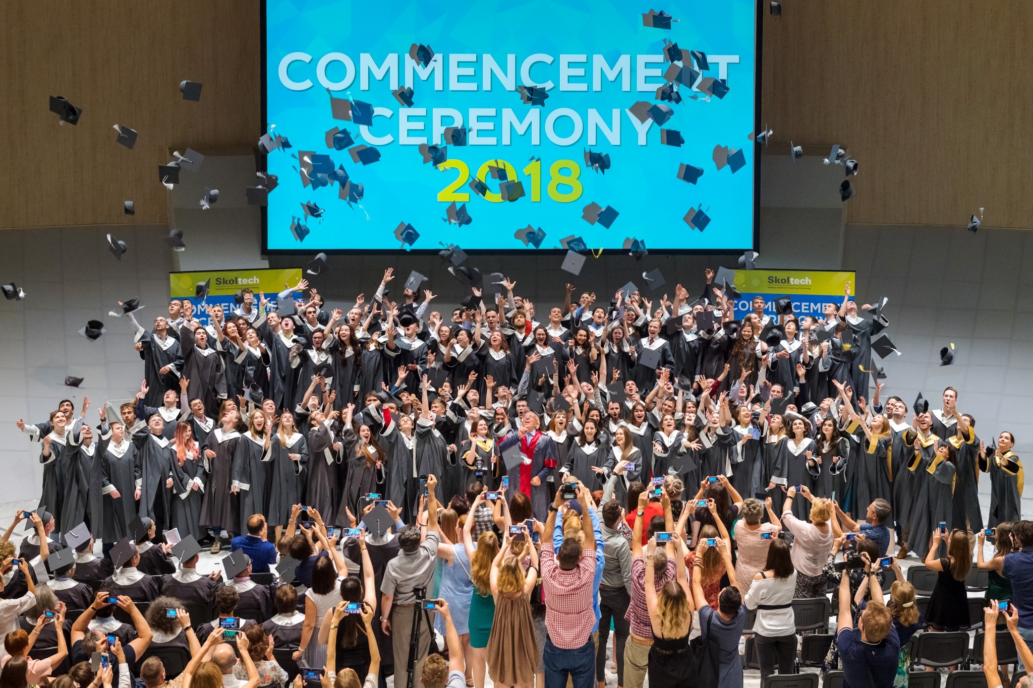 Skoltech's Class of 2018 celebrating their graduation. Photo: Skoltech.