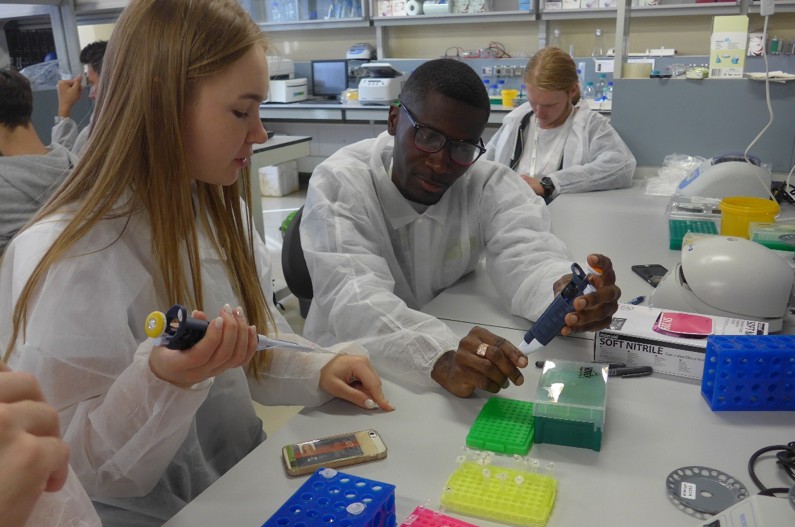  As part of the Innovation Workshop’s “Quick Success” challenge, students work in Skoltech’s genomics laboratory.