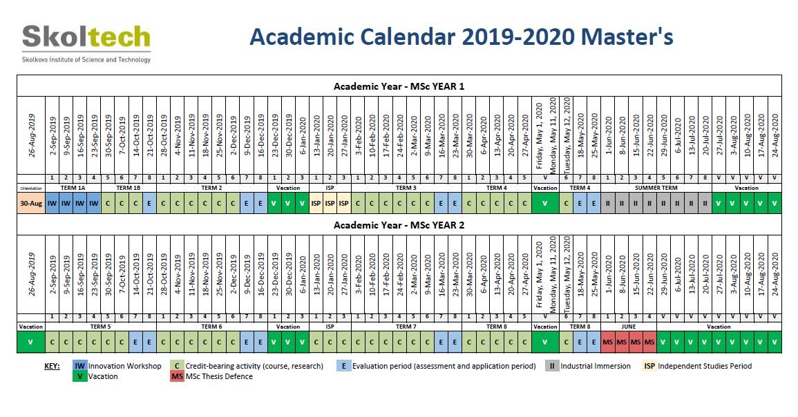 skoltech msc academic calendar 2019 2020 academic calendar 2020 2020