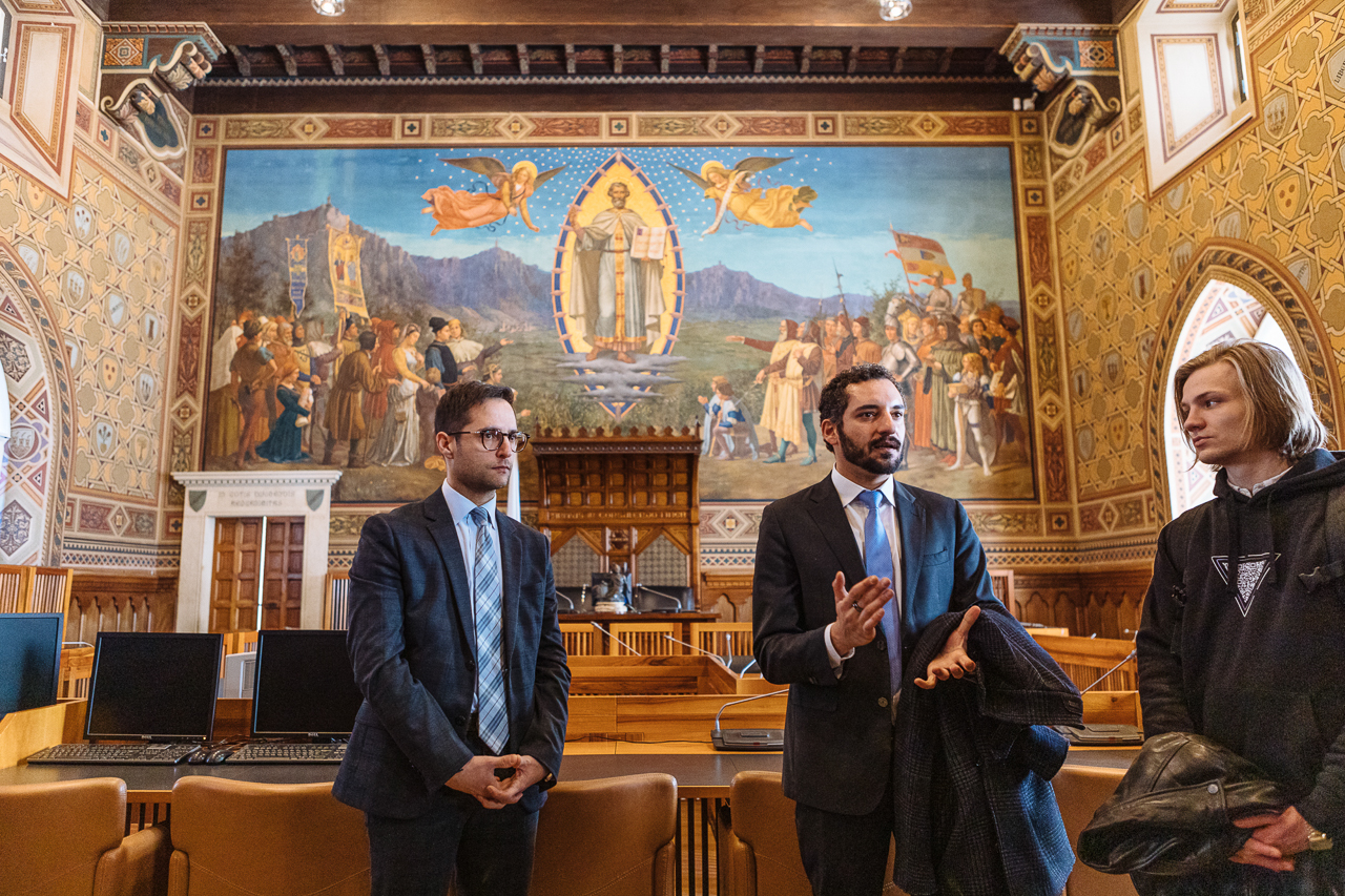 At the parliament of the Republic of San Marino: Samir Mastaki, Nulan CEO and Fabio Righi, Minister of Industry and Technological Research