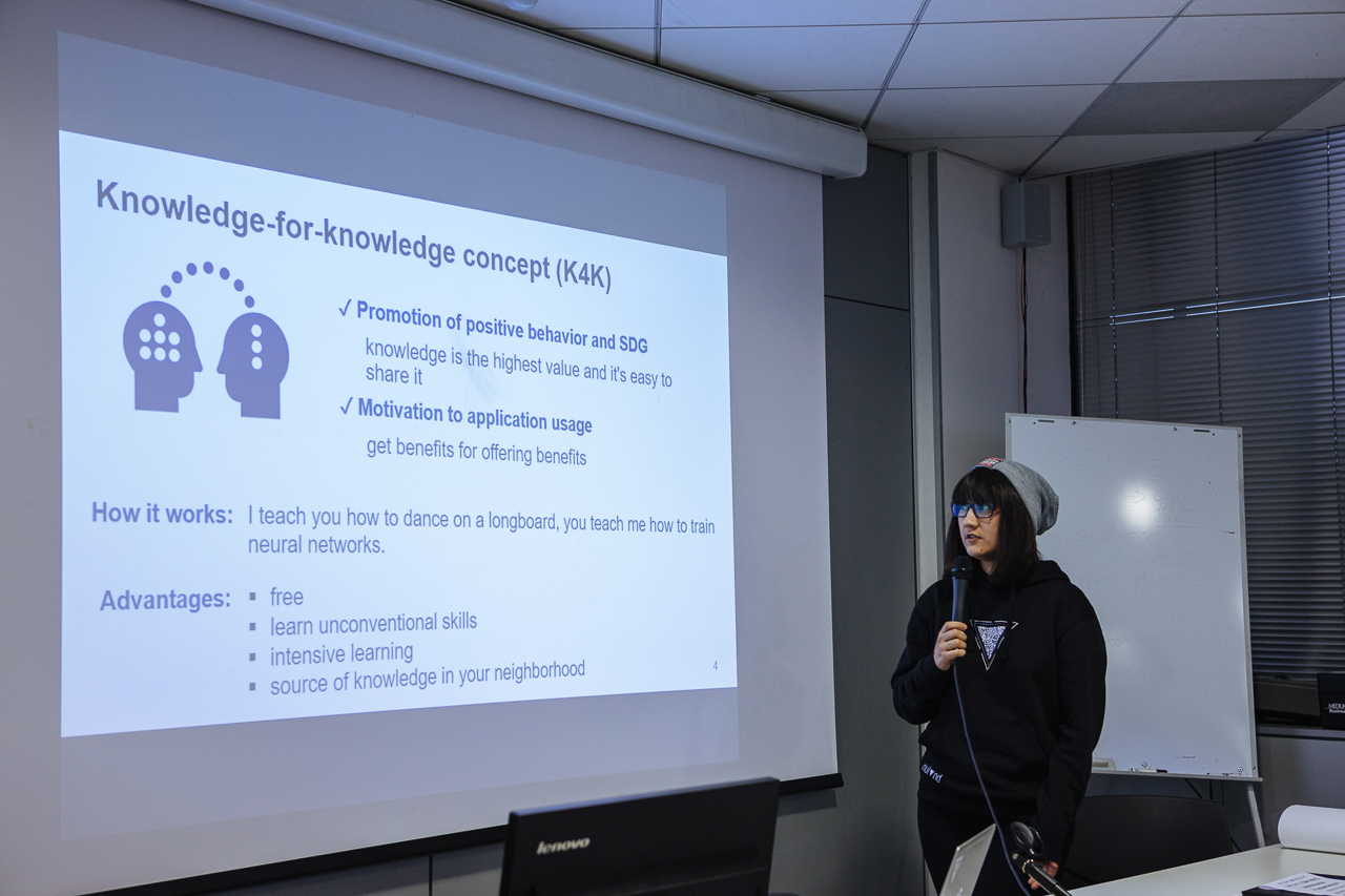 Final presentation – Marina Pak, Skoltech student, Karma Police team, at University of the Republic of San Marino