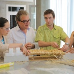 Professor Zafer Gurdal, head of Composites CREI talks to students about sturdy, smart bridges – made of pasta and starch
