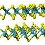 MoS2, the most common metal dichalcogenide, adopts a layered structure. A growing number of new materials is utilized to produce 2D semiconductors. Image courtesy of WIkipedia