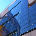 Solar cells facade on a municipal building located in Madrid, Spain. Image courtesy of Wikipedia, CC