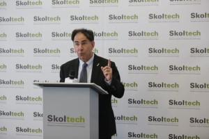 Ed Crawley, reminding Skoltech values for the last time as president.