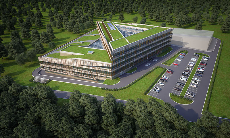 An artist's impression of the Renova Lab building at the Skolkovo Innovation Center, whose aim is to set new standards for the design and construction of research facilities and conditions for the development of science.. Key components of the CREIs' research work are to take place in this hub. 